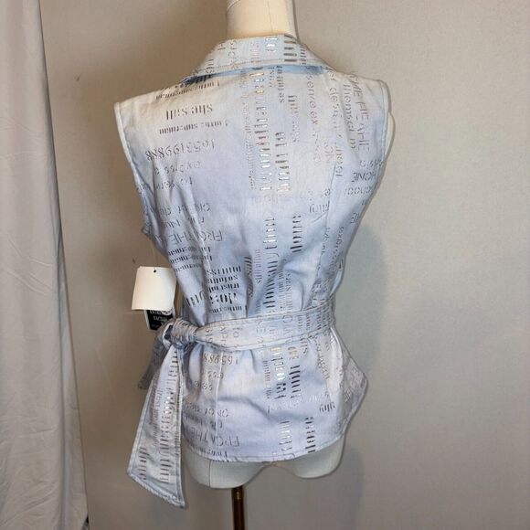 Artex Size Small Denim Script/wrap top/Vintage with tags/Sleeveless/Y2K/abstract - Picture 4 of 4